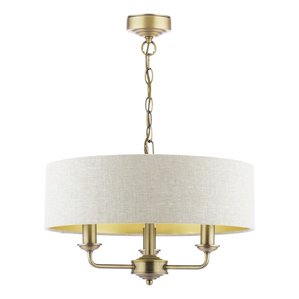 (image for) Laura Ashley Sorrento 3 Light Shadelier Matt Antique Brass With Natural Shade